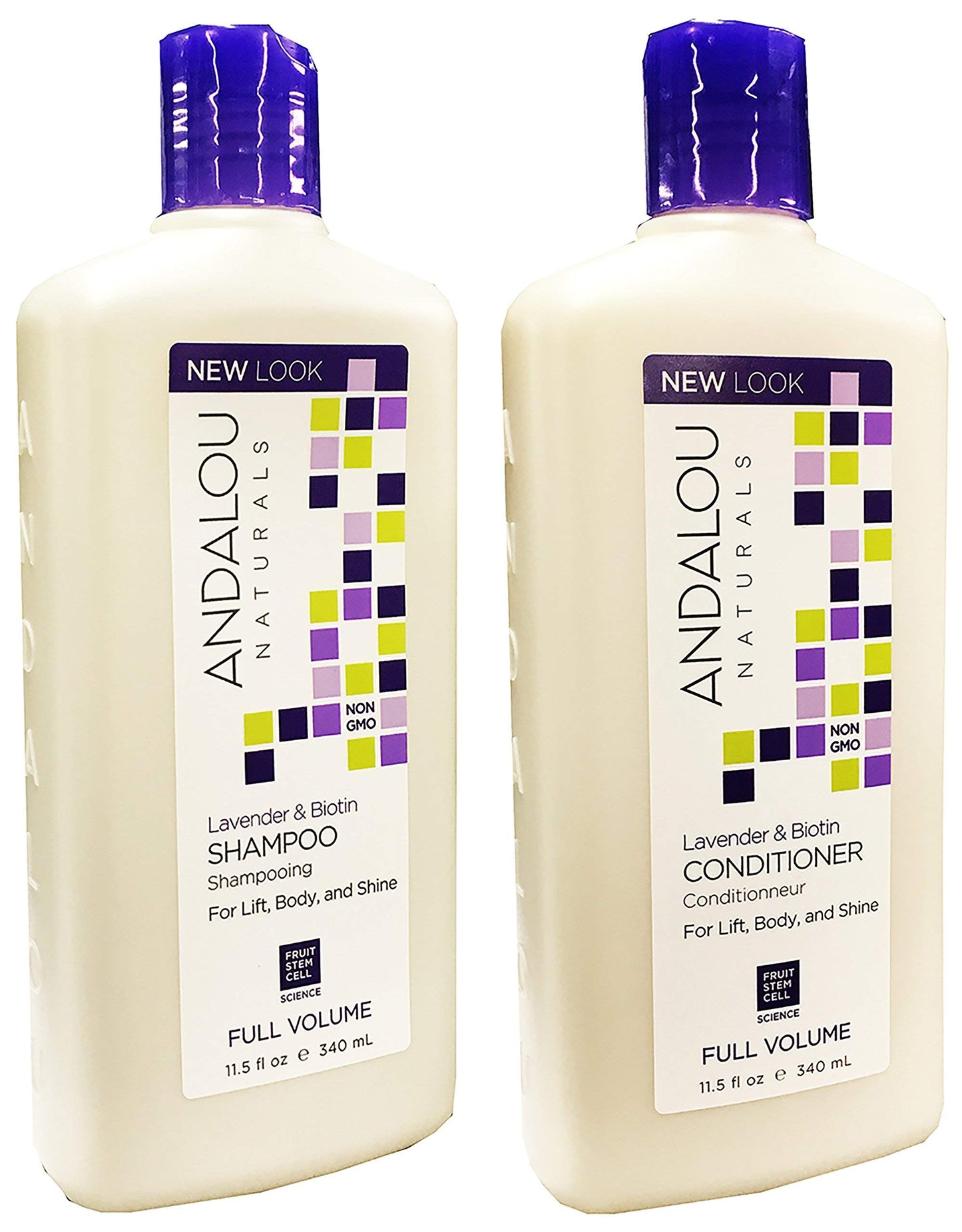 Andalou Naturals Lavender & Biotin Full Volume Shampoo & Conditioner Hair Loss Solution With Biotin Growth Serum, Aloe Vera Extract and Jojoba Oil For Men & Women, 11.5 fl. oz. each