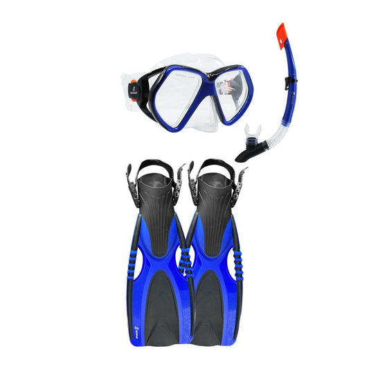 SCAUP Habana Recreational Snorkeling Set - Diving Mask, Dry-Top Snorkel and Swim Fins Kit, for Adults